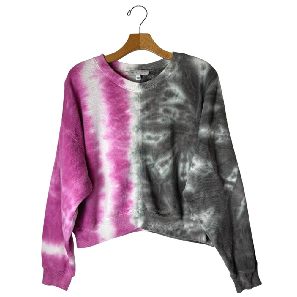 Something Navy Sweatshirt Women Small Pink Gray Aspen Bicolor‎ Tie Dye Pullover